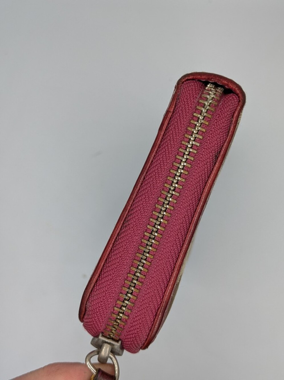 Coach Signature Canvas & Leather Wallet Burgundy Leather Zip Around Continental - Picture 5 of 16